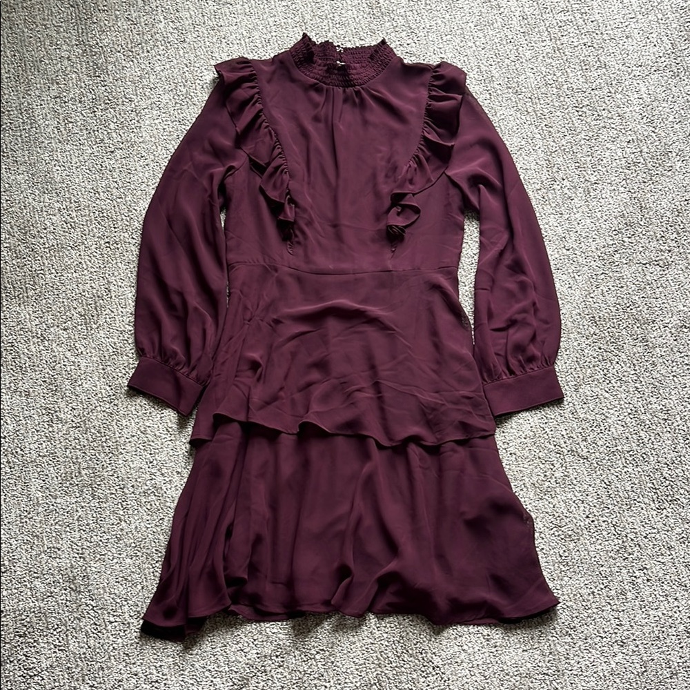 Express Maroon Long Sleeve Dress